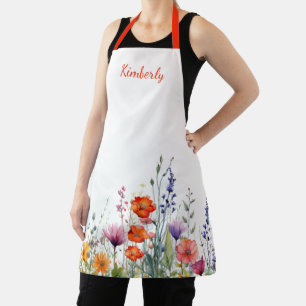 Delantal Flores silvestres personalizadas en acuarela vibra