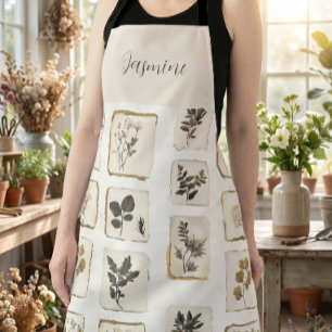 Delantal Flores silvestres prensadas secas vintage Monogram