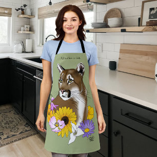 Delantal Flores silvestres Puma León de Montaña Puma