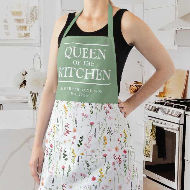 Delantal Flores silvestres Reina de la cocina nombre Apron (Subido por el creador)