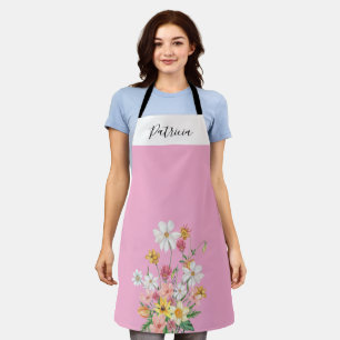 Delantal Flores silvestres rosa personalizadas