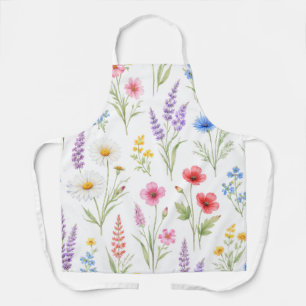 Delantal Flores silvestres rosa salmón azul lavanda pastel