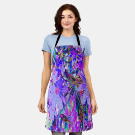 Delantal Flores silvestres tripales moradas y magenta color
