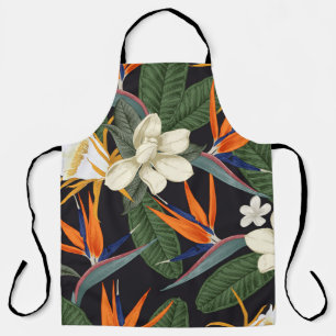 Delantal Flores tropicales, fondo oscuro, sin costura flora