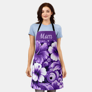 Delantal Flores tropicales hawaianas Patrón de Hibiscus púr