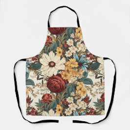 Delantal Flores vintage de Rosa, tulipán, lirios y margarit