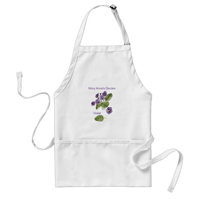 Delantal Flores violetas púrpura lugar Apron (Frente)