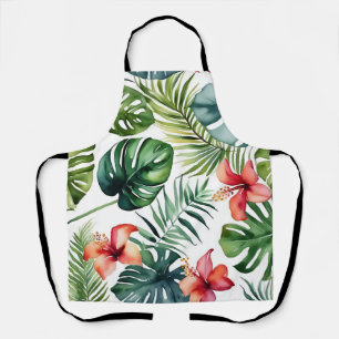 Delantal Flores Y Acuarela Tropicales De Foliage Exótico