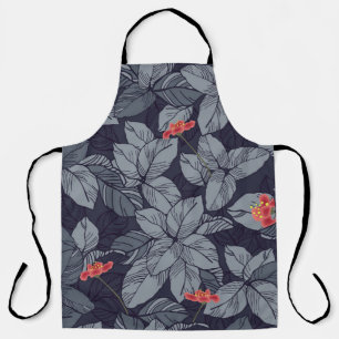 Delantal Flores y hojas patrón patrón, tropical, abstención