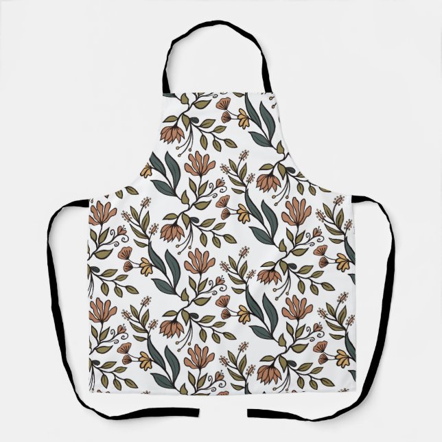 Delantal Flores y hojas singulares (Anverso)