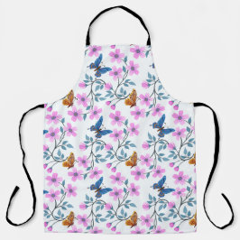 Delantal Flores Y Mariposas