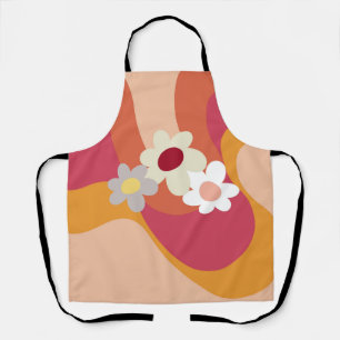 Delantal Flores y olas de estilo retro