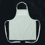 Delantal Flour Power Funny Light Sage Green Apron<br><div class="desc">¿A quién le gusta un buen juego de palabras en la cocina? ¡Perfecto para la madre del panadero o personaliza este delantal con tus propias palabras! Aquí se respira un bonito color pastel, perfecto para la cocina, la decoración de la casa, la ropa y más. Diseñado en el estado de...</div>