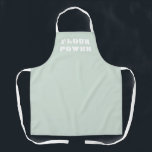 Delantal Flour Power Funny Light Sage Green Apron<br><div class="desc">¿A quién le gusta un buen juego de palabras en la cocina? ¡Perfecto para la madre del panadero o personaliza este delantal con tus propias palabras! Aquí se respira un bonito color pastel, perfecto para la cocina, la decoración de la casa, la ropa y más. Diseñado en el estado de...</div>