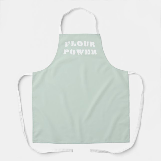 Delantal Flour Power Funny Light Sage Green Apron (Anverso)