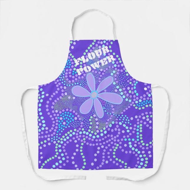 Delantal Flour Power Funny Retro Purple Apron (Anverso)