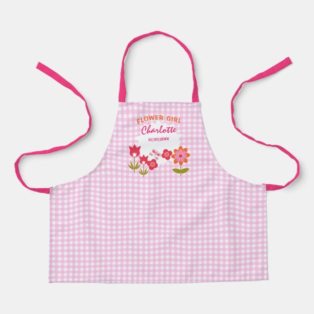 Delantal Flower Girl Cute Floral Personalizada (Anverso)