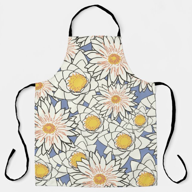 Delantal Flowers pattern lotus lily (Anverso)