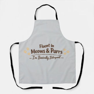 Delantal Fluent in Meows & Purrs Funny Cat Lover Gift