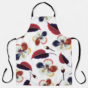 Delantal Flujo de hibiscos estilizados y curvados entrelaza