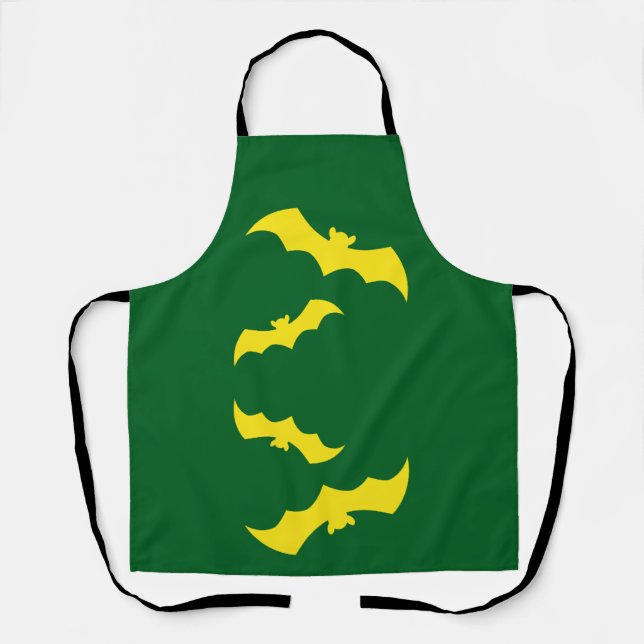 Delantal Flying Yellow Halloween Bats (Anverso)