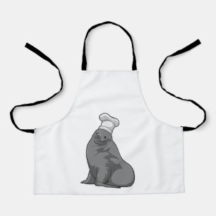 Delantal Foca como cocinero con sombrero de chef