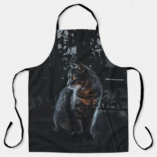 DELANTAL FOCO SELECTIVO DEL GATO DE TABBY DE PLATA