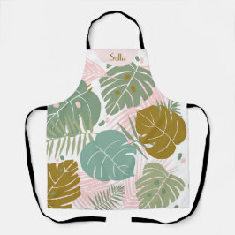 Delantal Foliage Tropical - Monstera Y Patrón De Hojas De P