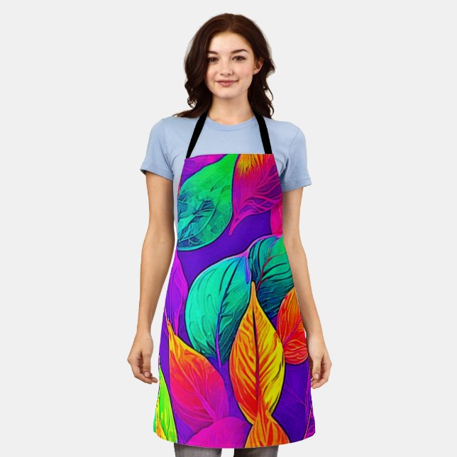 Delantal Foliage vibrante: Neón Personalizado (Gastado)