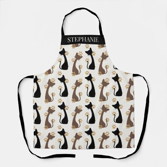 Delantal Folk Art Cat Pattern | Farmhouse Kitchen (Anverso)