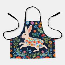 Folk Art Rabbit Kids Apron