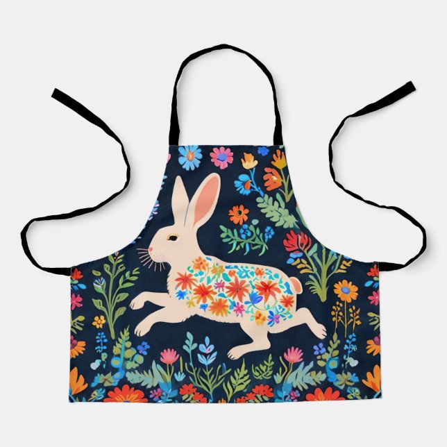 Delantal Folk Art Rabbit Kids Apron (Anverso)