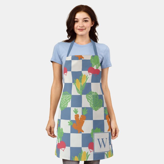 Delantal Folk Art Vegetable Check  (Gastado)