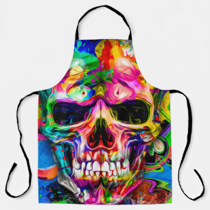 Delantal fondo colorido abstracto con el perfil del skullar