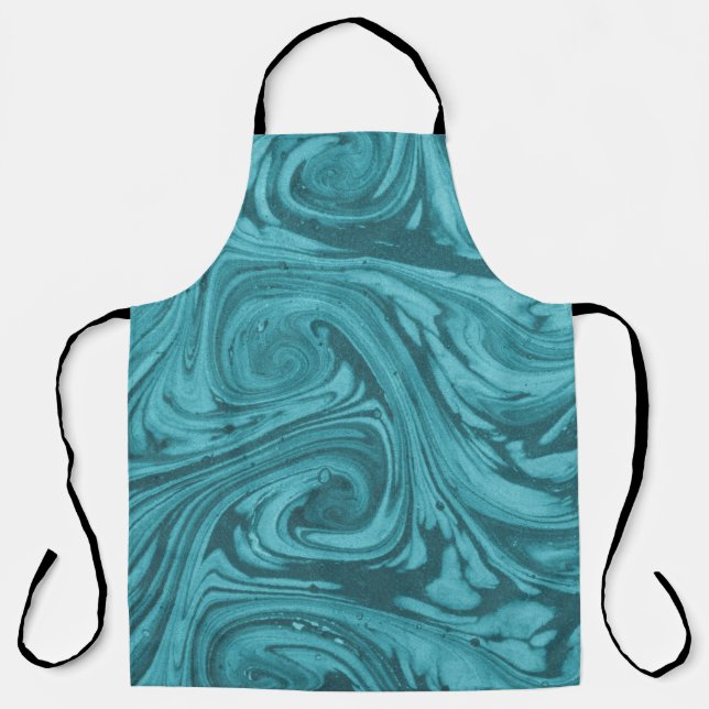 Delantal Fondo con arcos y curvas en tonos turquesa,  (Anverso)