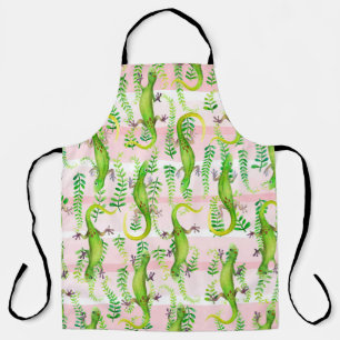 Delantal fondo con ilustracion acuarela de g verde