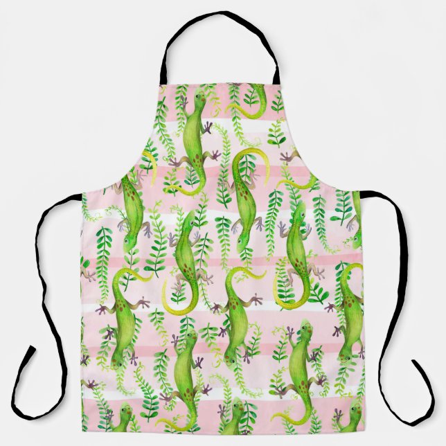 Delantal fondo con ilustracion acuarela de g verde (Anverso)