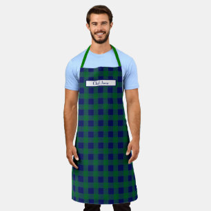 Delantal Fondo de bricolaje verde marino de cuadros de búfa