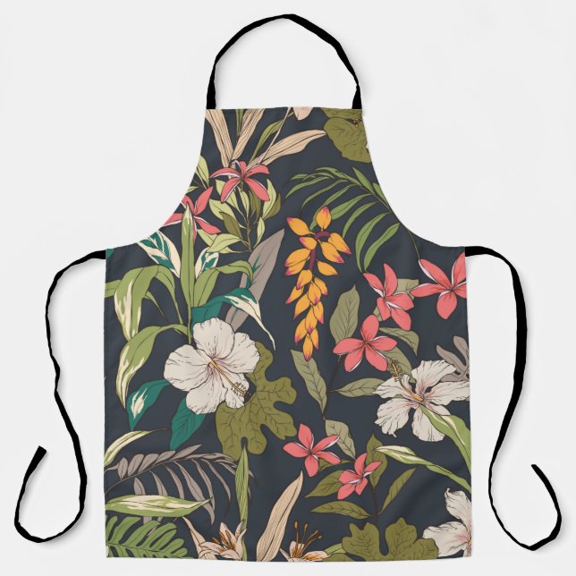 Delantal Fondo de flores tropicales sin foco (Anverso)