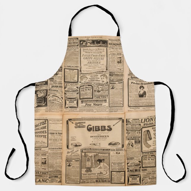 Delantal Fondo de papel usado. Vieja página de periódico co (Anverso)