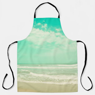 Delantal Fondo de playa retro color turquesa, vintage,playa