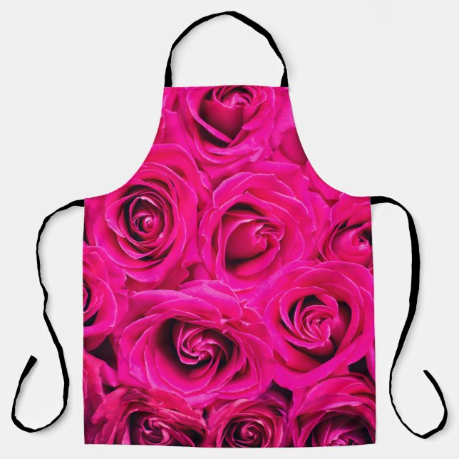 Delantal Fondo de rosas de flores rosadas (Anverso)