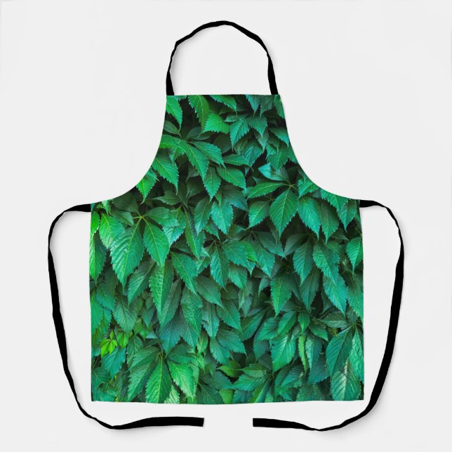 Delantal fondo de seto verde parthenocissus patrón texto (Anverso)