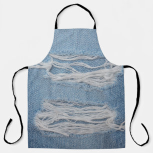 Delantal Fondo de textura de vaqueros de denim azul rotos. 