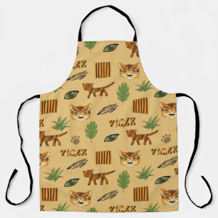 Delantal Fondo estilizado con tigre personalizado. Bright c