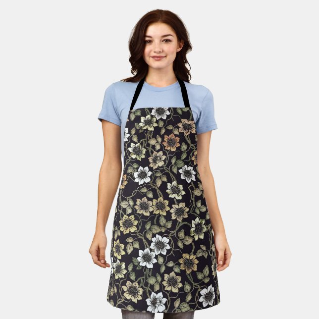 Delantal Fondo floral de anemona texturizada vintage | (Gastado)