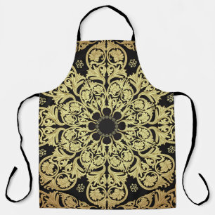 Delantal Fondo Floral De Lujo Dorado Swirls
