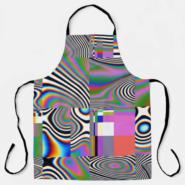 Delantal Fondo geométrico de resumen digital vibrante (Anverso)