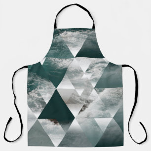 Delantal fondo geométrico marino abstracto con triángulos,