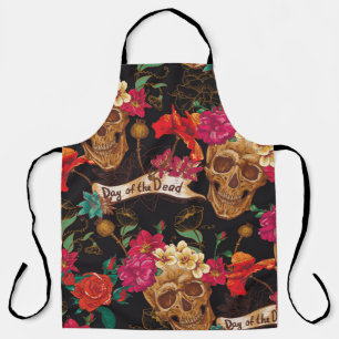 Delantal Fondo muerto del Día de las Flores de Calavera